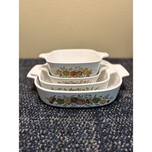 Vintage Corning Ware Spice of Life‎ L'Echalote Casserole Dish Set of 4